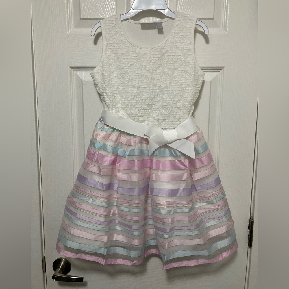 *Children’s Place New White Floral Lace Striped Sleeveless Flare Dress #V